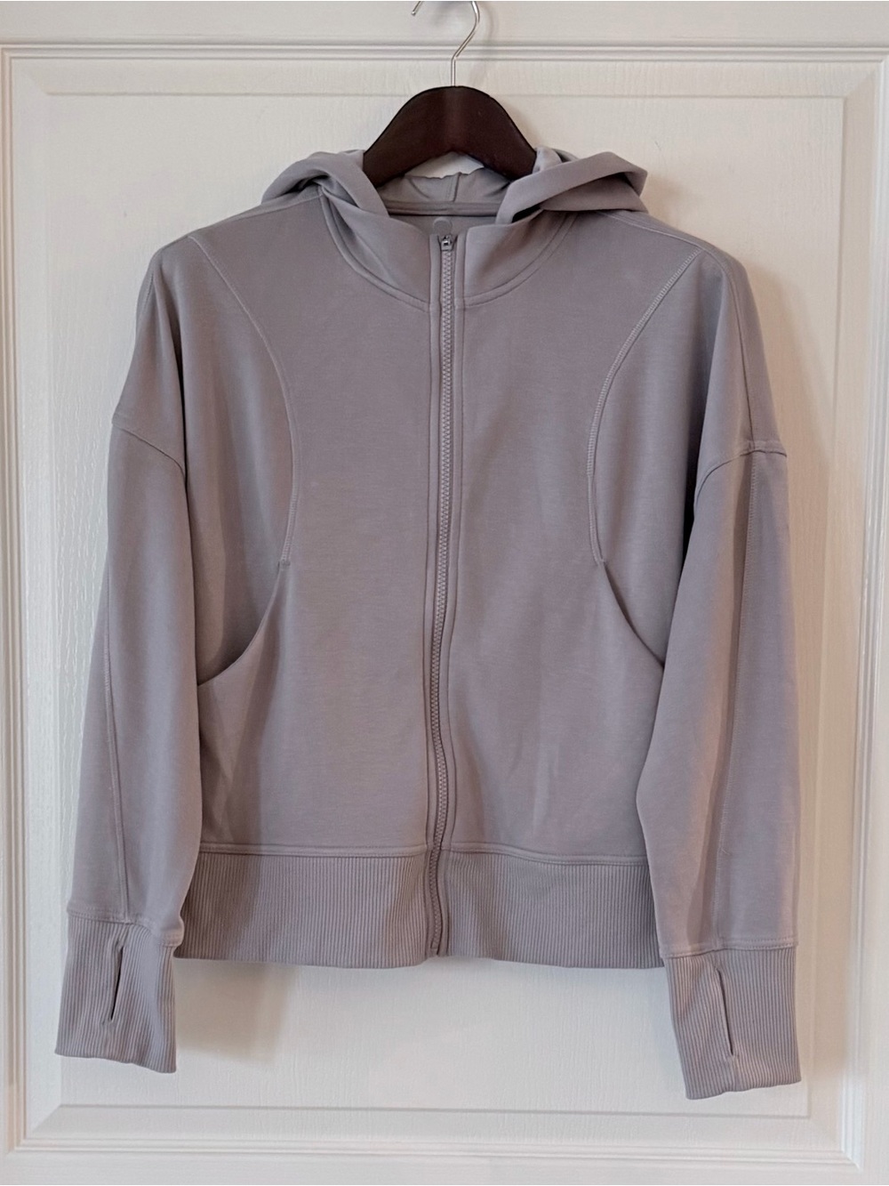 Apana Light Gray Zip-Up Hoodie